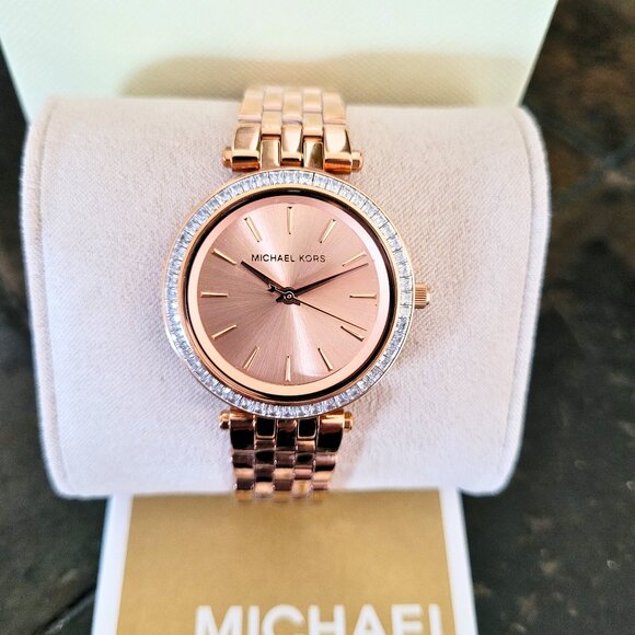 Michael Kors Women's Mini Darci Rose Gold Swarovski Crystals Watch - Picture 1 of 7